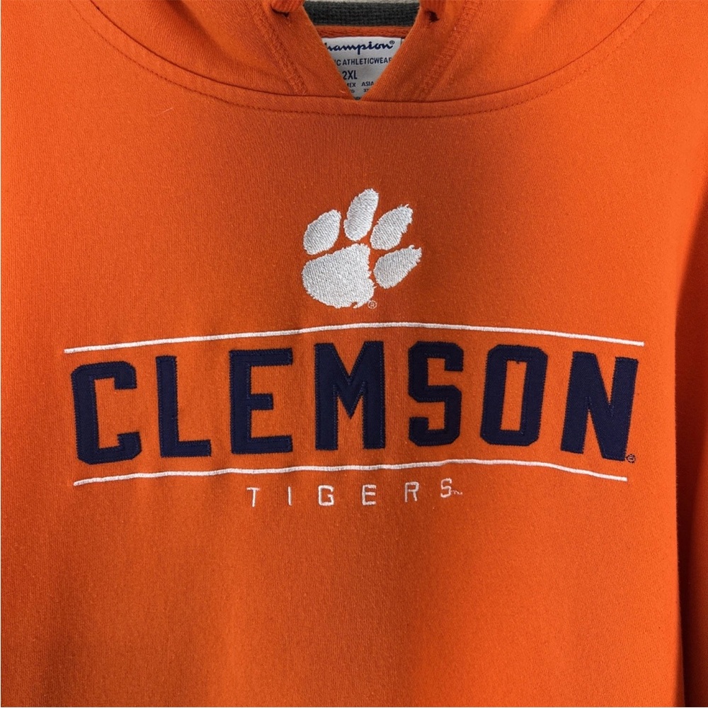 Champion Clemson Tigers Embroidered Hoodie Sweatshirt Fleece Men’s Size 2XL - Picture 2 of 13